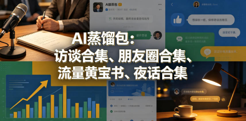 AI蒸馏包:访谈合集、朋友圈合集、流量黄宝书、夜话合集【文档】网赚库-项目库-轻创网-中创网-福缘网-冒泡网-资源之家-魔方项目库网赚库