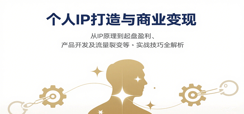 个人IP打造与商业变现，从IP原理到起盘盈利、产品开发及流量裂变等实战技巧全解析网赚库-项目库-轻创网-中创网-福缘网-冒泡网-资源之家-魔方项目库网赚库