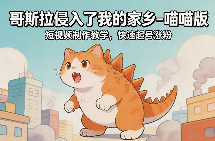 哥斯拉侵入了我的家乡–喵喵版短视频制作教学，快速起号涨粉网赚库-项目库-轻创网-中创网-福缘网-冒泡网-资源之家-魔方项目库网赚库