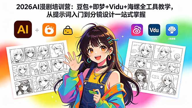 2026AI漫剧培训营:豆包+即梦+Vidu+海螺全工具教学,从提示词入门到分镜设计一站式掌握网赚库-项目库-轻创网-中创网-福缘网-冒泡网-资源之家-魔方项目库网赚库