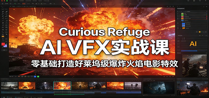 Curious Refuge AI VFX实战课，零基础打造好莱坞级爆炸火焰电影特效网赚库-项目库-轻创网-中创网-福缘网-冒泡网-资源之家-魔方项目库网赚库