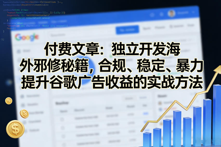 付费文章：独立开发海外邪修秘籍，合规、稳定、暴力提升谷歌广告收益的实战方法网赚库-项目库-轻创网-中创网-福缘网-冒泡网-资源之家-魔方项目库网赚库