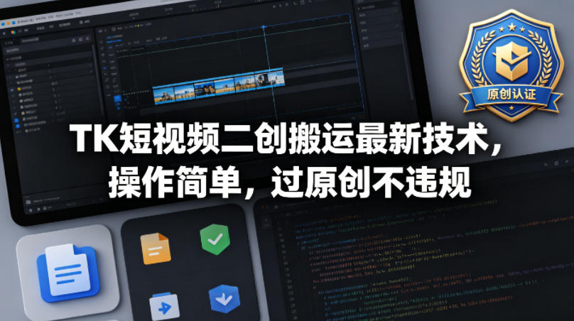 TK短视频二创搬运最新技术,操作简单,过原创不违规网赚库-项目库-轻创网-中创网-福缘网-冒泡网-资源之家-魔方项目库网赚库