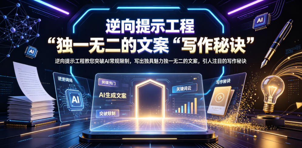 逆向提示工程教您突破AI常规限制，写出独具魅力独一无二的文案，引人注目的写作秘诀【原创双语字幕】网赚库-项目库-轻创网-中创网-福缘网-冒泡网-资源之家-魔方项目库网赚库