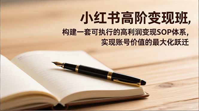 小红书高阶变现班,构建一套可执行的高利润变现SOP体系,实现账号价值的最大化跃迁网赚库-项目库-轻创网-中创网-福缘网-冒泡网-资源之家-魔方项目库网赚库