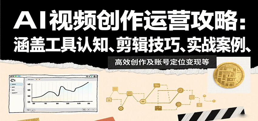AI视频创作运营攻略：涵盖工具认知、剪辑技巧、实战案例、高效创作及账号定位变现等网赚库-项目库-轻创网-中创网-福缘网-冒泡网-资源之家-魔方项目库网赚库