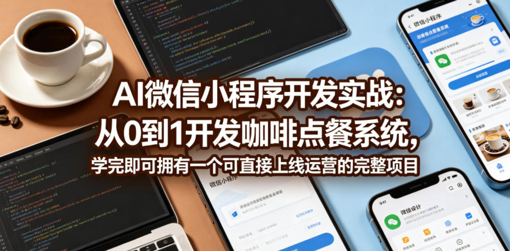 AI微信小程序开发实战:从0到1开发咖啡点餐系统,学完即可拥有一个可直接上线运营的完整项目网赚库-项目库-轻创网-中创网-福缘网-冒泡网-资源之家-魔方项目库网赚库