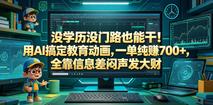 没学历没门路也能干!用AI搞定教育动画,一单纯賺700+,全靠信息差闷声发大财【揭秘】网赚库-项目库-轻创网-中创网-福缘网-冒泡网-资源之家-魔方项目库网赚库