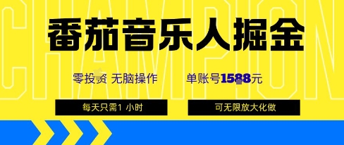 番茄音乐人掘金，单账号最高可撸1k+，可无限矩阵去做，零投入网赚库-项目库-轻创网-中创网-福缘网-冒泡网-资源之家-魔方项目库网赚库