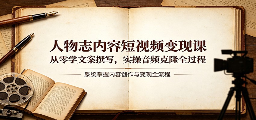 人物志内容短视频变现课：从零学文案撰写，实操音频克隆全过程网赚库-项目库-轻创网-中创网-福缘网-冒泡网-资源之家-魔方项目库网赚库