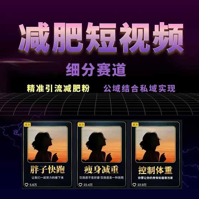 图片[1]网赚库-项目库-轻创网-中创网-福缘网-冒泡网-资源之家-魔方项目库减肥短视频赛道运营课：素材准备-视频制作-引流变现全流程 (附素材网赚库-项目库-轻创网-中创网-福缘网-冒泡网-资源之家-魔方项目库网赚库