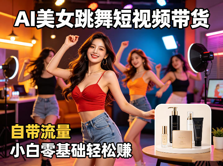 AI美女跳舞短视频带货:自带流量,小白零基础轻松賺,详细拆解网赚库-项目库-轻创网-中创网-福缘网-冒泡网-资源之家-魔方项目库网赚库