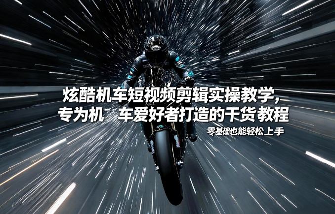 炫酷机车短视频剪辑实操教学，专为机车爱好者打造的干货教程，零基础也能轻松上手网赚库-项目库-轻创网-中创网-福缘网-冒泡网-资源之家-魔方项目库网赚库