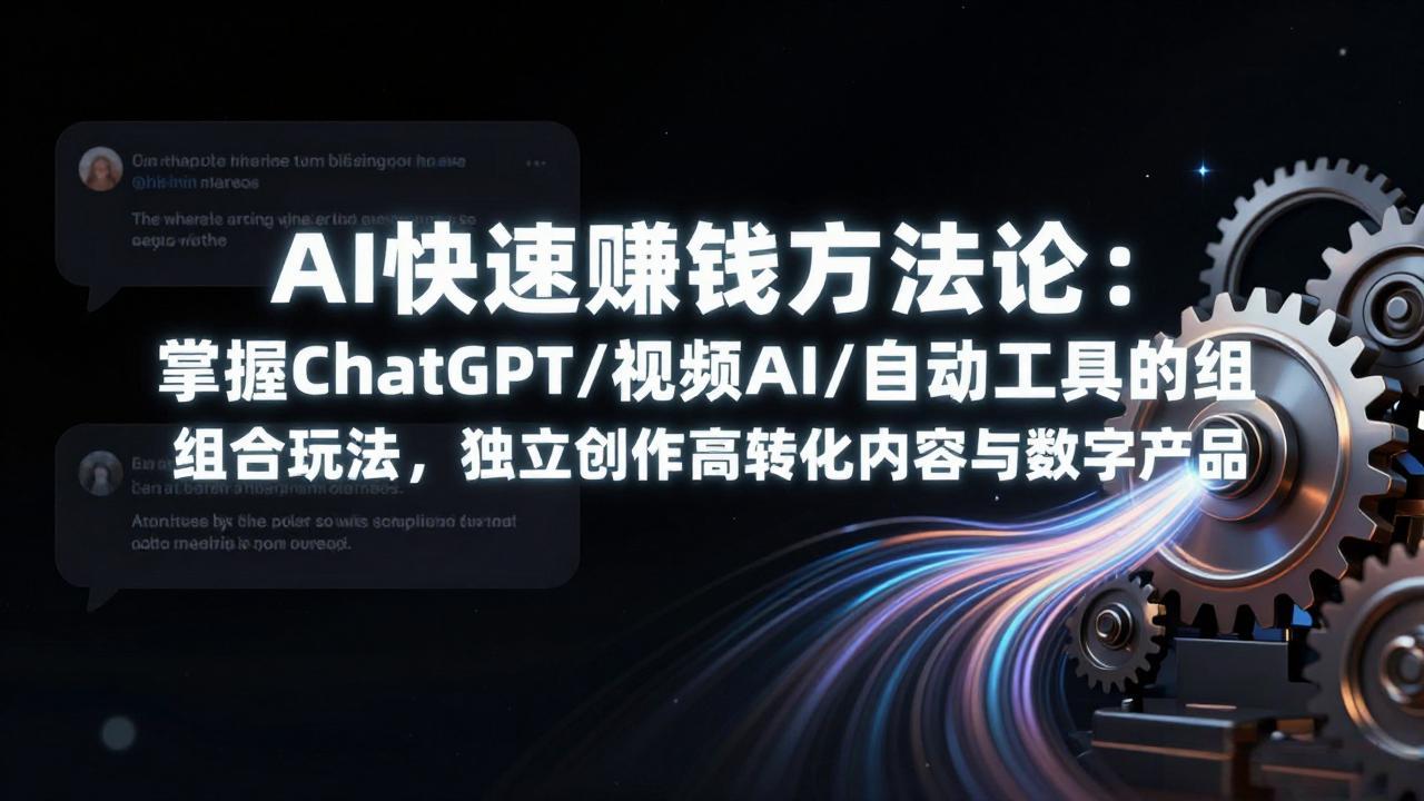 AI快速赚钱方法论：掌握ChatGPT/视频AI/自动化工具的组合玩法，独立创作高转化内容与数字产品网赚库-项目库-轻创网-中创网-福缘网-冒泡网-资源之家-魔方项目库网赚库