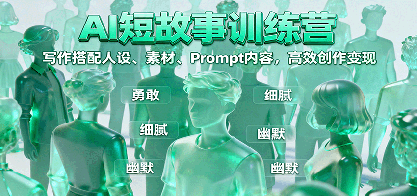 AI短故事训练营：写作搭配人设、素材、Prompt内容，高效创作变现网赚库-项目库-轻创网-中创网-福缘网-冒泡网-资源之家-魔方项目库网赚库