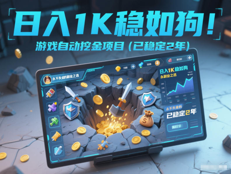 日入1K稳如狗！游戏自动挖金项目(已稳定2年)，永不失业的副业之选【揭秘】网赚库-项目库-轻创网-中创网-福缘网-冒泡网-资源之家-魔方项目库网赚库