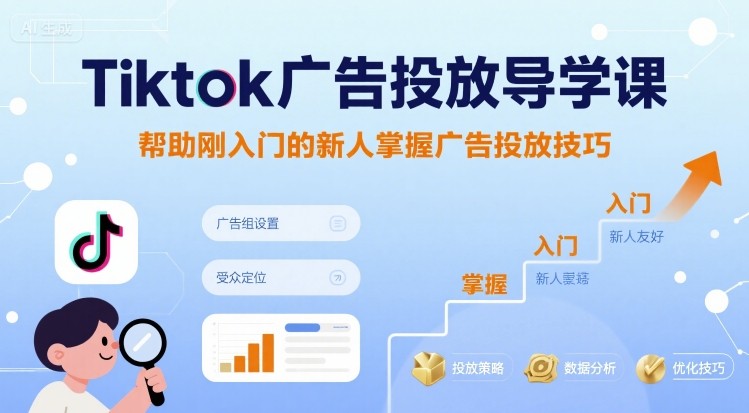 Tiktok广告投放导学课，帮助刚入门的新人掌握广告投放技巧网赚库-项目库-轻创网-中创网-福缘网-冒泡网-资源之家-魔方项目库网赚库