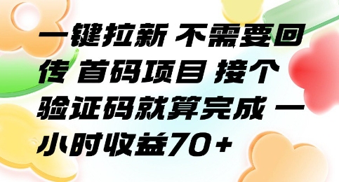 一键拉新 不需要回传 首码项目 接个验证码就算完成 一小时收益70+【揭秘】网赚库-项目库-轻创网-中创网-福缘网-冒泡网-资源之家-魔方项目库网赚库