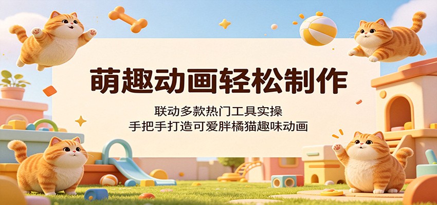 萌趣动画轻松制作,联动多款热门工具实操,手把手打造可爱胖橘猫趣味动画网赚库-项目库-轻创网-中创网-福缘网-冒泡网-资源之家-魔方项目库网赚库