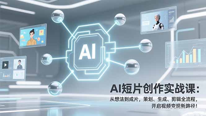 AI短片创作实战课：从想法到成片，策划、生成、剪辑全流程，开启视频变现新路径！网赚库-项目库-轻创网-中创网-福缘网-冒泡网-资源之家-魔方项目库网赚库