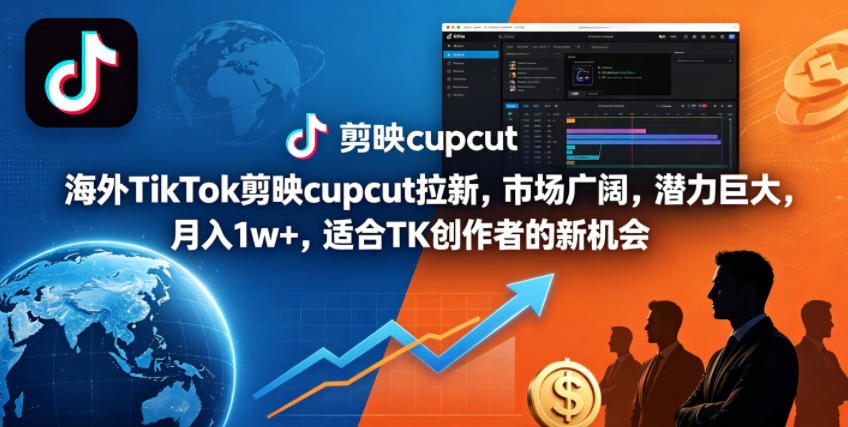 海外TikTok剪映cupcut拉新,市场广阔,潜力巨大,月入1w+,适合TK创作者的新机会网赚库-项目库-轻创网-中创网-福缘网-冒泡网-资源之家-魔方项目库网赚库