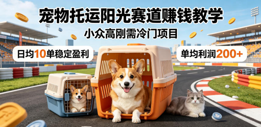 宠物托运阳光赛道賺钱教学,小众高刚需冷门项目,日均10单稳定盈利,单均利润200+网赚库-项目库-轻创网-中创网-福缘网-冒泡网-资源之家-魔方项目库网赚库