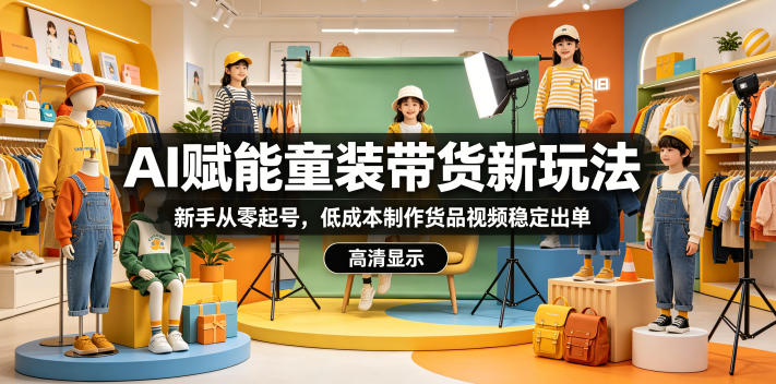 AI赋能童装带货新玩法,新手从零起号,低成本制作货品视频稳定出单网赚库-项目库-轻创网-中创网-福缘网-冒泡网-资源之家-魔方项目库网赚库