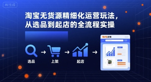淘宝无货源精细化运营玩法，从选品到起店的全流程实操网赚库-项目库-轻创网-中创网-福缘网-冒泡网-资源之家-魔方项目库网赚库