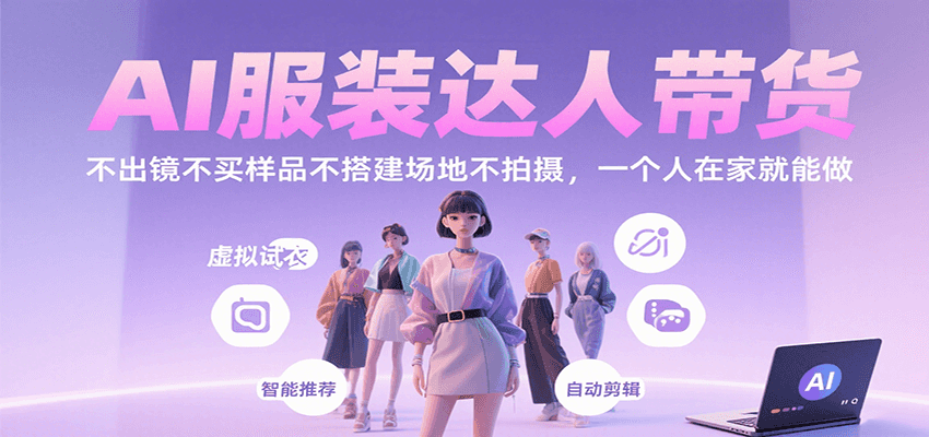 AI服装达人带货，不出镜不买样品不搭建场地不拍摄，一个人在家就能做网赚库-项目库-轻创网-中创网-福缘网-冒泡网-资源之家-魔方项目库网赚库