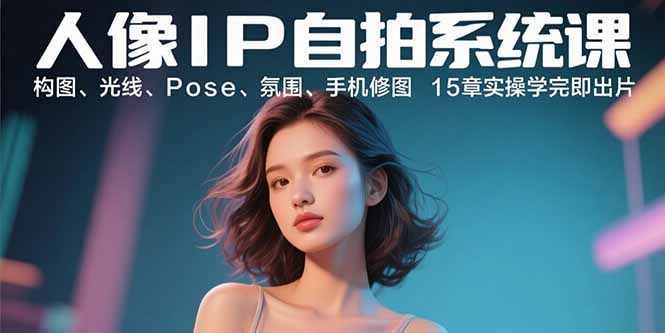 人像IP自拍系统课：构图、光线、Pose、氛围、手机修图 15章实操学完即出片网赚库-项目库-轻创网-中创网-福缘网-冒泡网-资源之家-魔方项目库网赚库