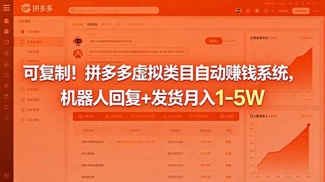 可复制!拼多多虚拟类目自动赚钱系统,机器人回复+发货月入 1-5W网赚库-项目库-轻创网-中创网-福缘网-冒泡网-资源之家-魔方项目库网赚库