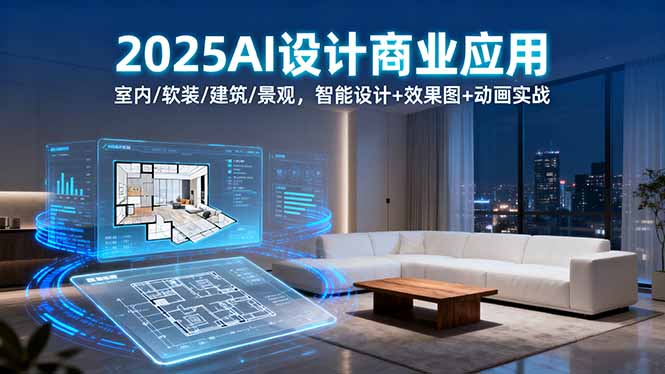 2025AI设计商业应用：室内/软装/建筑/景观，智能设计+效果图+动画实战网赚库-项目库-轻创网-中创网-福缘网-冒泡网-资源之家-魔方项目库网赚库