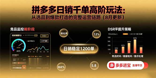 拼多多日销千单高阶玩法：从选品到爆款打造的完整运营链路(8月更新网赚库-项目库-轻创网-中创网-福缘网-冒泡网-资源之家-魔方项目库网赚库